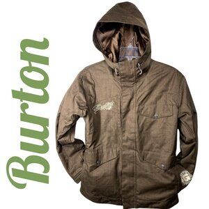 BURTON VINTAGE SKI SNOWBOARD COAT CHOCOLATE BROWN HOOD UNISEX, BOYS LARGE